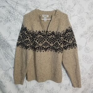 Heather Tweed Lambscwool Blend 1/4 Zip Front Knit Sweater